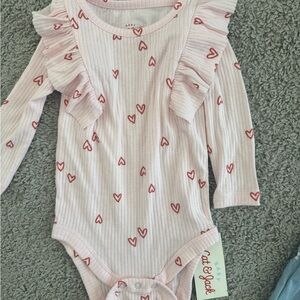 Cat & Jack Baby Pink Onesie with Red Hearts